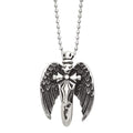 Solid Stainless Steel Polished w/Brushed Back Antiqued Winged Sword Necklace