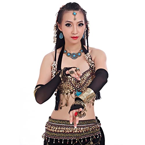 SONNYX 2 PCS Cuff Bracelets for Women Vintage Ethnic Wide Open Chunky Gold Silver Wrist Cuff Warp Bracelets for Cosplay or Belly Dance - color: GOLD 1
