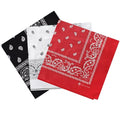 ZENO 100% Cotton & Natural Fibers Bandana Scarf - Soft, Durable, Machine Washable – Unisex for Men & Women - color: Black-white-red 3-pack