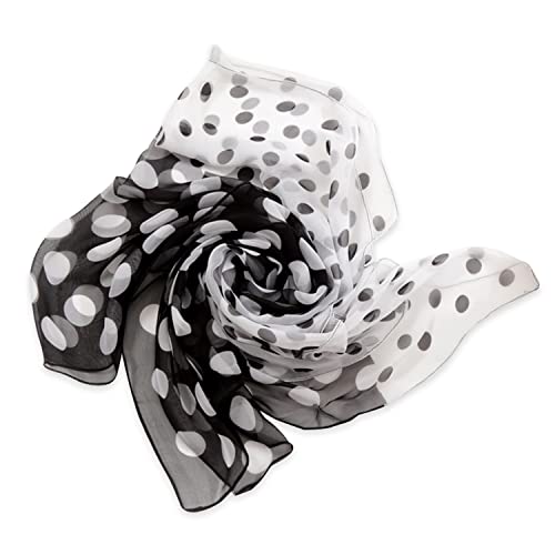 E-Clover Unique Fashion Women's Scarf Chiffon Sheer Scarves for Women Lightweight - color: Polka Dot-black White