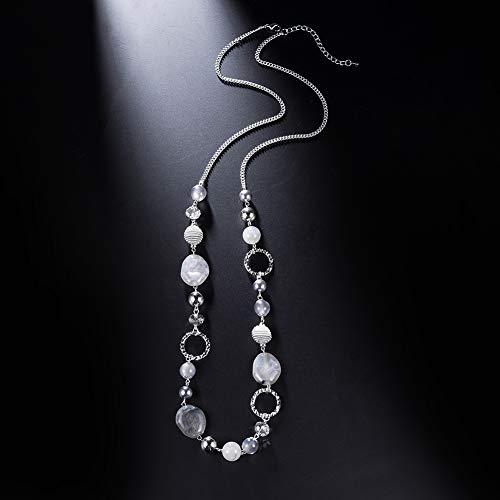 PEARL&CLUB Long Beaded Necklaces For Women - Sweater Chain Fashion Jewelry Necklace Gifts For Women - color: 23-Grey