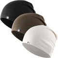 WTACTFUL 3 Pieces Cooling Skull Caps for Men & Women - Soft & Breathable Cycling Cap for Summer - color: Black+white+brown