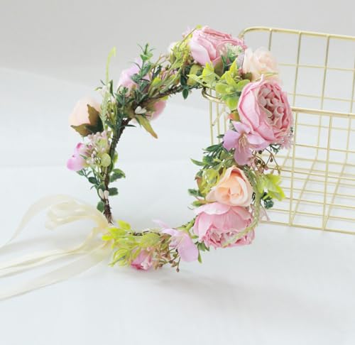Vivivalue Fairy Floral Crown Woodland Elf flower Headband Elven Wreath for Women Halloween Wedding Cosplay Photo Props Renaissance Lavender - color: 2