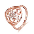 KUNSIR 925 Sterling Silver Rings Classic Cubic Zirconia Eternity Promise Statement Anniversary Wedding Bands Engagement Rings for Women Infinity Forever Love Ring Size 7-9 - style: Rose Petal Decoration Ring