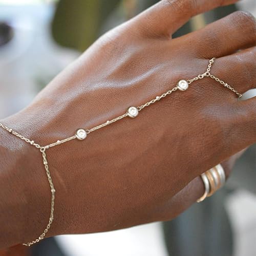 choice of all Hand Chain Bracelet Gold Finger Ring Bracelet Hand Chain for Women Trendy Birthday Jewelry Gifts - color: A8:Hand Chain Bracelet-silver