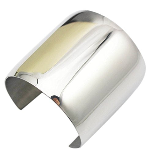 Stainless Steel Smooth Polished Open Cuff Bangle Bracelet for Women Lady Girls Gift - color: Silver