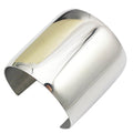 Stainless Steel Smooth Polished Open Cuff Bangle Bracelet for Women Lady Girls Gift - color: Silver