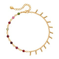 Yumikoo 18k Gold Plated Anklet Ankle Bracelets for Women - style: Colorful gemstones and gold tassels