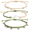 Waterproof String Anklets Cute Beaded Ankle Bracelets Beach Wave Anklet Stainless Steel Coin Boho Ankle Jewelry for Women - color: Olive