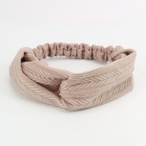 AQOKKA Elastic Knotted Headbands for Women Wheat Pattern Cloth Head Hair Bands for Women's Hair Non Slip Boho Wrap Twisted Hair Accessories - color: 8 Pack Cross Wheat-pattern Elastic Band A