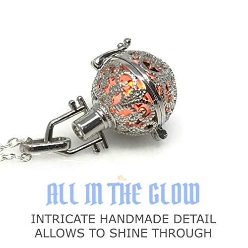 UMBRELLALABORATORY Steampunk FIRE Necklace - Pendant Glow Locket - Great Gifts for women, Mother, Father, cute magical Jewelry - color: Orange