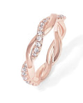 PAVOI 14K Gold Plated Cubic Zirconia Twisted Rope Eternity Band for Women - color: Rose Gold, size: 8.5