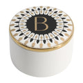 COLLECTIVE HOME - Monogram Jewelry Box, Bohemian Ceramic Trinket Box, Storage for Necklace Ring Bracelet Keys, Birthday Mother's Day Christmas Gift for Women, 3.25" x 2.5" (B) - color: B