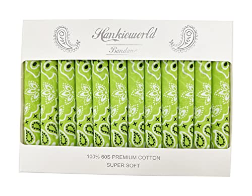 Bandanas Gift Set 12 Pack Soft Thin Handfeel Cotton Bandanna Scarf for men - color: Greenery