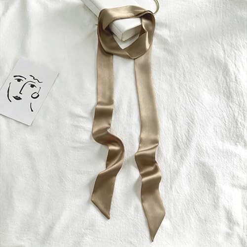 Long Thin Skinny Scarf Satin Neckerchief Ribbon Tie Waist Belt for Women - color: Champagne