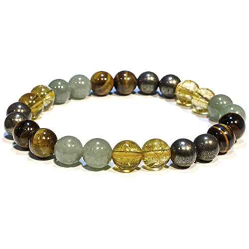 ANAYA AGATE Healing Crystal Bracelet for Women and Men – 8mm Round Beaded Bracelet for Men and Women – Unisex Stretchy Gemstone Bracelet for Healing and Protection - color: Money Success