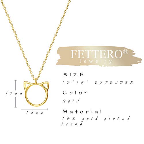 Fettero Animal Necklaces for Women 14K Gold Plated Charm Snake Necklace Elephant Bird Cat Butterfly Pendant Cute Dainty Necklace Jewelry - style: Meow Head