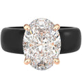 Rinfit Silicone Ring with Stone - Oval Cut Cubic Zirconia Solitaire Engagement Ring for Women - Rubber Wedding Bands - Patented Design - color: Pack I: Black / Rose Gold