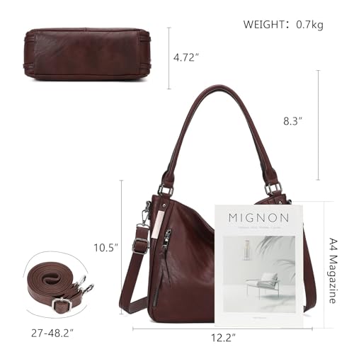 Shoulder Handbags for Women Large Soft Casual PU Leather Hobo Tote Purses - color: 01-coffee