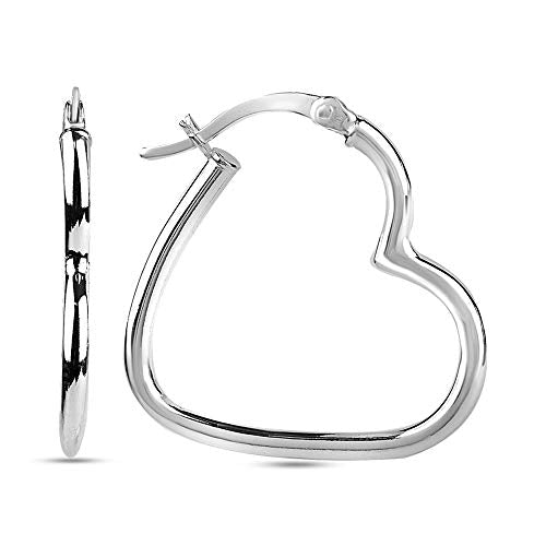 LeCalla 925 Sterling Silver Heart Hoop Earrings for Women | Love Theme Heart Shaped Hoop Earring | Womens Italian Love Heart Earrings Hoops - color: Love Heart Hoop