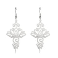 TEAMER Stainless Steel Lotus Flower Dangle Earrings Bohemian Drop Earring Unique Geometric Jewelry for Women - color: Lotus 2-Steel Color