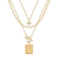 Paxuan Dainty Gold 3-Layer Personalized Initial Necklace for Women - 18K Gold Layered Letter Pendant Necklace Adjustble Paperclip Chain Choker Necklace Jewelry Gifts with Star Charm - style: Letter J