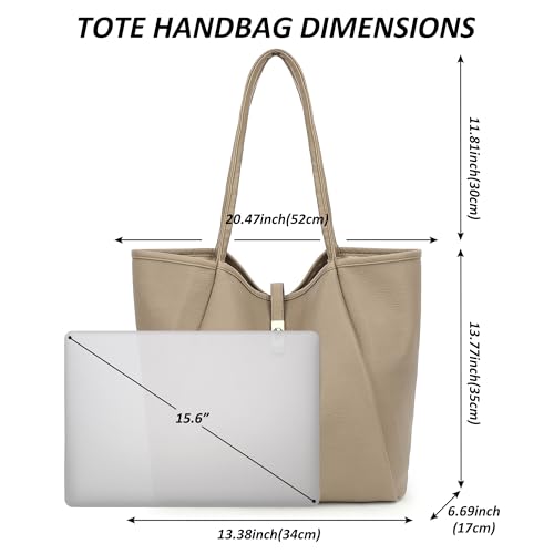 TANTOMI Tote Bag for Women Vegan Leather Purses and Handbags Ladies Waterproof Big Shoulder Bag for Travel - color: A-gray Beige