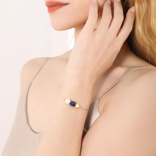 Jardme Essential Oil Diffuser Bracelets, 14K Gold Link Bracelets for Women, Birthday Gifts for Women Mom - color: Lapis Lazuli Stone