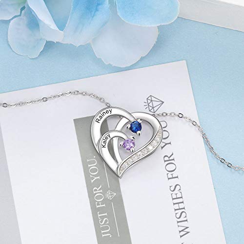 GLAMCARAT Personalized Mothers Necklace with Birthstones customized jewelry - style: 2 stones&names
