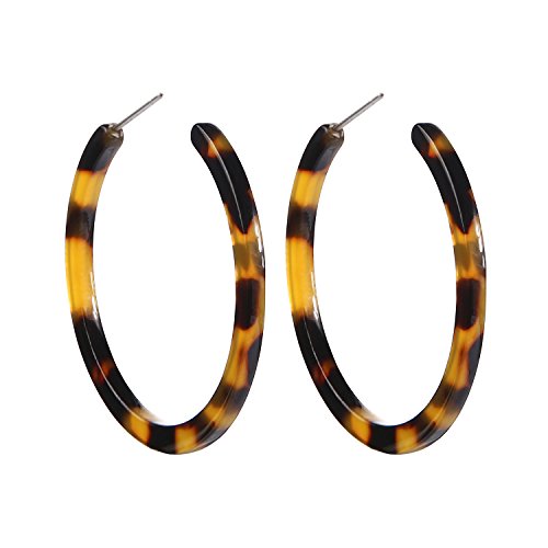 BaubleStar Tortoise Shell Resin Hoop Earrings Fashion Jewelry - color: Tortoise
