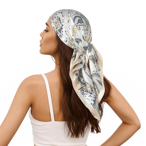 RIIQIICHY Women Head Hair Scarf Like Satin Silk Scarf Sleeping Hair Wrapping Night 27.5" - color: C012