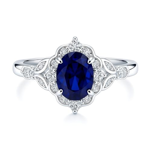 BERRICLE Sterling Silver CZ Halo Wedding Engagement Rings for Women, Oval Cut Cubic Zirconia, 1-3 Piece Sets, Pink/Blue/Clear - style: Halo, Sapphire