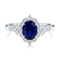 BERRICLE Sterling Silver CZ Halo Wedding Engagement Rings for Women, Oval Cut Cubic Zirconia, 1-3 Piece Sets, Pink/Blue/Clear - style: Halo, Sapphire