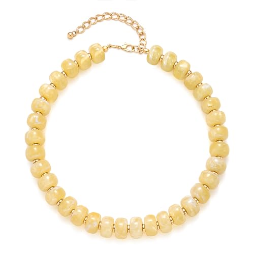 Chunky Beaded Starfish Shell Necklace for Women Colorful Boho Summer Chain Choker Beach Necklace with Acrylic Beads Trendy Chunky Jewelry Gifts - color: XL0011A