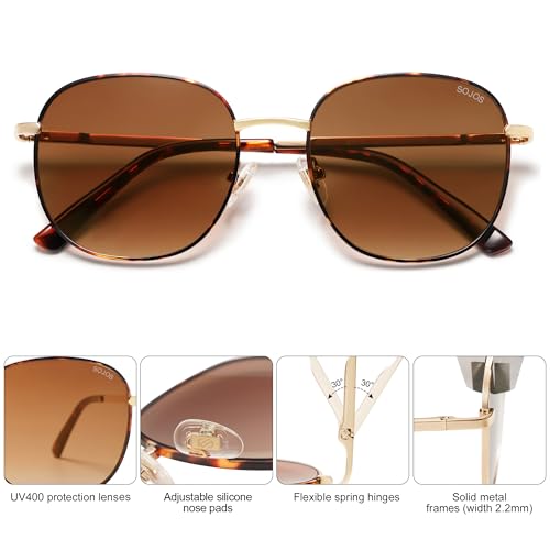 SOJOS Classic Trendy Square Sunglasses for Women Men Cute Big Frame Gold Shades SJ1137 - color: Brown Tortoise/Gradient Brown