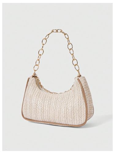 MakeMeChic Women's Straw Beach Purse Seashell Beaded Shoulder Handbags Summer Vacation Bags - color: Multicolor Starfish