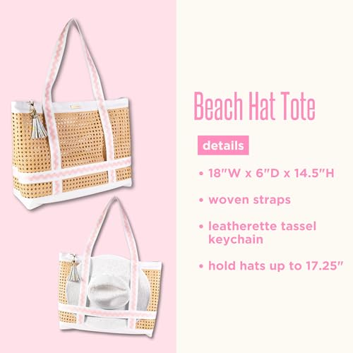 Lilly Pulitzer Travel Tote Bag with Hat Holder Strap, Caning Beach Bag with Tassel Keychain - color: Lilly Garden Home