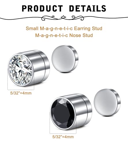 MODRSA Fake Nose Stud Fake Nose Ring Stud Fake Nose Piercing Fake Lip Ring Fake Earrings Stud Silver Gold Fake Cartilage Helix Earring Clip on Earring Hoop Fake Eyebrow Ring Fake Bridge Piercing - color: B5-fake stud - silver black