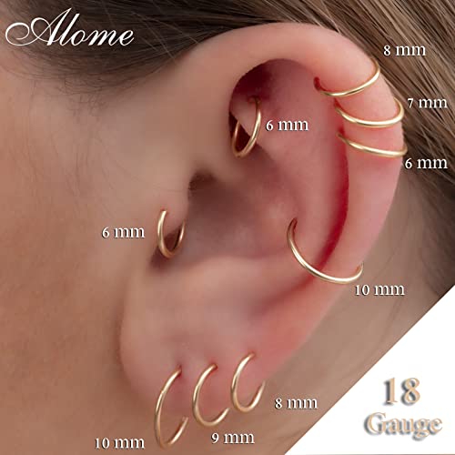 Gold Hoop Earrings Silver Hoop Earrings - Hoop Earrings For Women Two Pcs Of Thin Gold Filled Sterling Silver Hoops, Helix Hoop, Tragus Ring, Cartilage Hoop - color: Gold, style: 10mm 18 gauge / 1 pair
