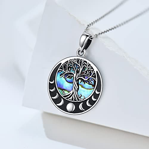 ONEFINITY Tree of Life Necklace 925 Sterling Silver Abalone Shell Celtic Knot Pendant Necklace for Women Jewelry - style: Moon Phase Tree of Life