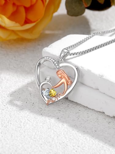 Mom Birthday Gift, Mom Necklace Birthstone Necklace, Anniversary Jewelry Valentine Mothers Day Christmas Birthday Gifts for Mom Women Her Wife Daughter - style: 04-11-Apr-Nov Birthstone