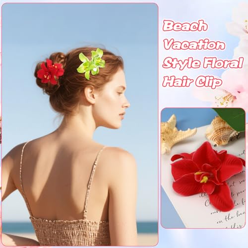 JANYUN Flower Hair Clips, 8 Colors Bohemian Hawaiian Fabric Flower Hairpin for Seaside Holiday Bridal Bobby Pins Headwear Bobby Pins Hair Accessories