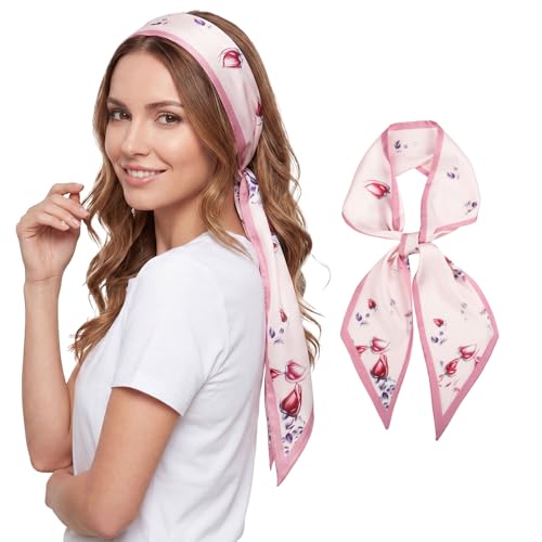 RIIQIICHY Hair Scarf for Women Like Silk Scarves Headband Neck Scarfs Twilly Purse Accessories - color: C021