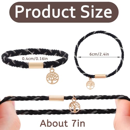 DIYDEC 10PCS Hair Ties Bracelet for Women 5 Styles Soft Braided Boho Hair Bands Elastic No Damage Hair Ties for Girls thick Thin Long Curly Hair Accessories(Black and Grey) - color: Black and Grey