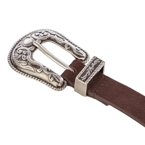 Lucky Brand Women's Western Leather Belt | Classic | Fashion | Vintage | Buffalo Leather | Western-Inspired - color: Suede Western - Brown, size: Medium