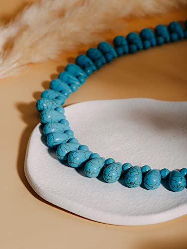 MINACHI Boho Created Turquoise Bead Long Strand Necklace, Bohemian Statement Jewelry Gift for Women - color: S03