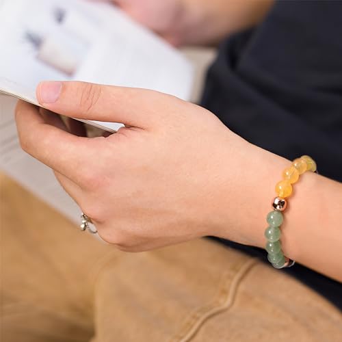 Strong Healing Crystal Bracelet 8MM Genuine Stone Bracelet Lucky Beaded Bracelet Chakra Bracelet 6.5 inch Positive Energy Inspirational Gifts for Women Mom - style: Attract Abundance