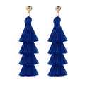 BaubleStar Tassel Earrings Handmade Tiered Thread Tassel Dangle Earrings, Multi Colors - color: Royal Blue