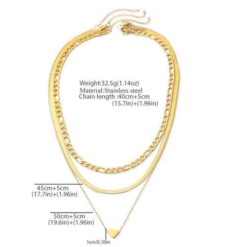 Gold Necklaces for Women Gifts - 14K Gold Plated Necklace for Women Necklaces for Her Tiny Fashion Jewelry for Teens，for Women Friends Jewelry Gifts，Necklace Gold Jewelry Birthday Gifts - style: Three layered heart-shaped layered necklace