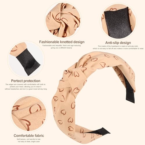 DiyJibb Headbands for Women Girls - 6PCS Stylish Top Knotted Headbands - Knotted Headband for Women - Head Bands Wide Hairband Hair Accessories - color: Love-01